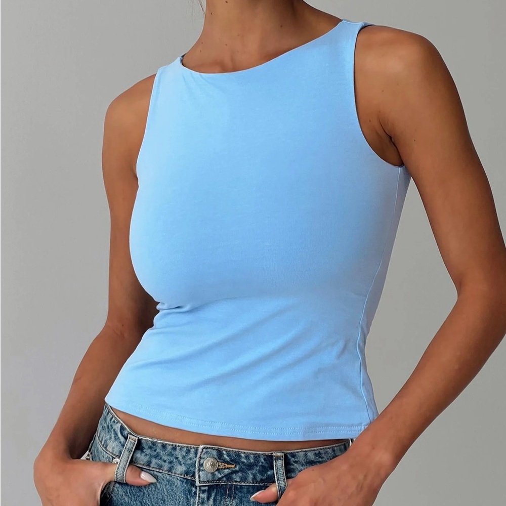 Princess Polly Lose Your Number High Neck Top Blue
